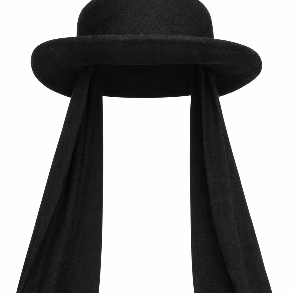 Bolero gaucho hat Stylish Black Wide-Brim‎ Hat with Long Tails 100% wool felt